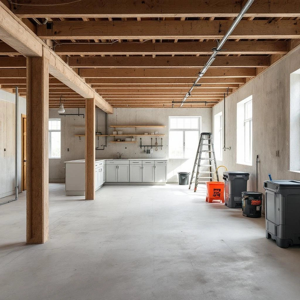Basement remodeling project transforming unfinished space